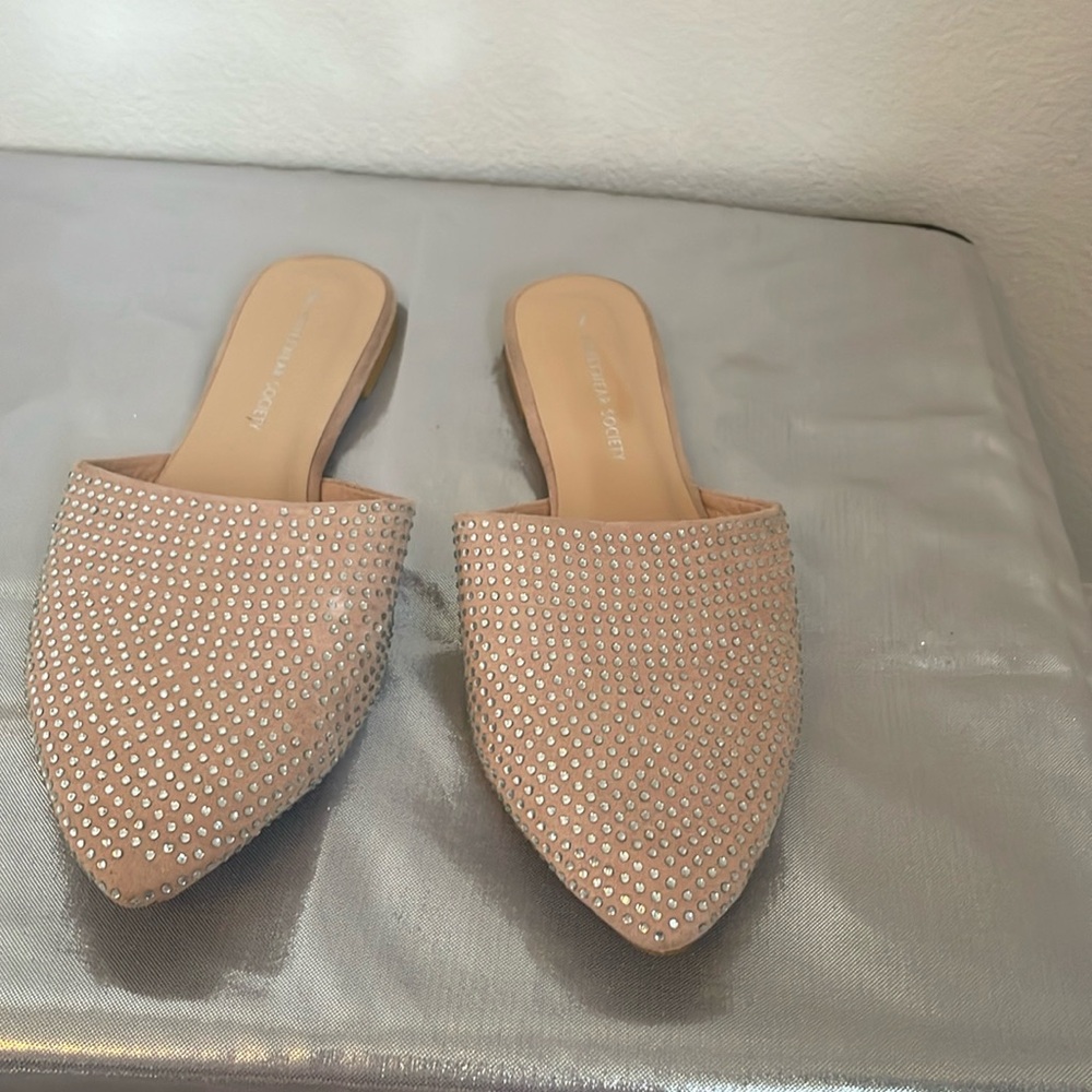 Bedazzled used flats, missing a few gems but lots of life left in them